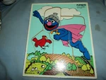 Vintage Playskool Wooden Puzzle Super Grover 10 Pieces 315-27 For 2-5 Yr.. Fixed Price $5.00.