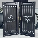 Luxury Glass & Wood Backgammon Set Mercedes Inspired Design, Premium Gift. Fixed Price $449.00.