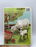 Vintage 1983 Sheep & Lamb 12 Piece Golden Frame Tray Puzzle Farm 4511B-33. Fixed Price $9.99.