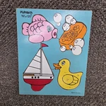 Vintage Playskool Wooden Puzzle 4 Pieces 180-07 For My Bath . Made Usa. Fixed Price $5.00.