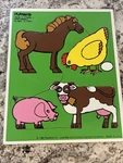 Vintage Playskool "farm Animals" Wooden Tray Puzzle (model 180-05). Fixed Price $12.48.