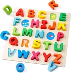 Wooden Alphabet Puzzle Abc Letters Sorting Board Blocks Montessori Matching Ga. Fixed Price $23.32.