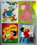 Lot 4 Vtg Playskool Wooden Puzzles Disney Donald Snoopy Elephant Artist. Fixed Price $21.99.