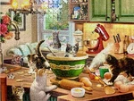 Kitten Kitchen Capers Cats 750 Pc Buffalo Jigsaw Puzzle Steve Read Complete. Fixed Price $10.49.