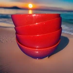 Vtg Waechtersbach Germany Cereal Bowl Set Of 4! Euc! Fun Factory Red. Fixed Price $18.50.