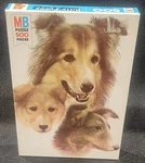 Vintage Milton Bradley Kitty Puppy Big Eyes 500 Piece 20" X 14" Jigsaw Puzzle. Fixed Price $17.99.