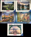 Lot Of 5 Ravensburger Preowned 1000 Piece Jigsaw Puzzles. Fixed Price $59.00.