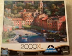 2000XL New Mega Jigsaw Puzzle Italian Village Harbor 26.75 39 Box Damage. Fixed Price $14.95.