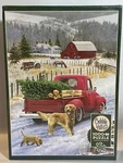 Cobble Hill 1000 Piece Jigsaw Puzzle Christmas On The Farm Red Truck Dog Tree. Fixed Price $20.90.