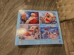 New Abraham Hunter Holiday 4 X 500 2000 Ceaco Puzzles Santa Birds Dent. Fixed Price $32.99.