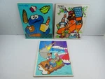 Vintage Lot Of 3 Playskool Wood Puzzles: Cookie C, Old Woman Shoe, Pinocchio. Fixed Price $7.90.