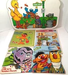 Vintage Sesame Street LOT:PLACEMAT,PUZZLE,2 Golden Books, Find Shapes. Fixed Price $24.99.