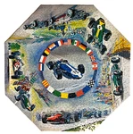 Complete Vtg Springbok Okta Puzzle, Grand Prix, Hugh Laidman, 500 Pc F28. Fixed Price $125.00.
