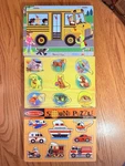 Melissa & Doug Wooden Sound Puzzle Lot Of 3 Vehicles Animals School Bus Works. Fixed Price $19.99.