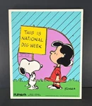 Vtg Playskool Peanuts Snoopy & Lucy "national Dog Week" Wooden Puzzle 230-13. Fixed Price $12.00.