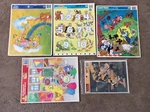 5 Vintage Golden Frame Tray Puzzles. Fixed Price $9.99.