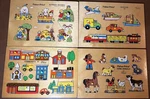 Vintage Early 1970 Fisher-price Wooden Puzzle Pictures Under Toddler. Fixed Price $55.00.