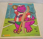 Playskool With Barney Baseball 6-PC Vtg Wood Frame Tray Puzzle 1993. Fixed Price $10.00.