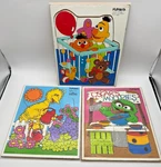 3 Vintage 80S Playskool Wooden Puzzles Sesame Street Big Bird Oscar Bert & Ernie. Fixed Price $21.21.