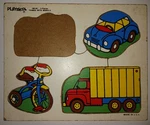 Vintage Wooden Childrens Puzzles Playskool #180-04 Things With Wheels. Fixed Price $14.89.