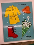 Vintage Playskool 'when It Rains' 155-22 Wooden Puzzle 2-4 Years. Fixed Price $8.99.