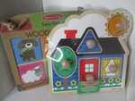 2 Melissa & Doug Wooden Jumbo Knob Puzzle First Shapes House Farm Friends. Fixed Price $11.74.