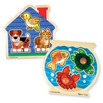 Melissa & Doug Animals Jumbo Knob Wooden Puzzles Set - Fish And Pets. Fixed Price $27.91.