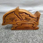 Dolphin Wooden Puzzle Series Jewelry Box Trinket Hand Carved 6.5 4". Fixed Price $11.18.