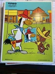 Playskool Wood Puzzle 18 Pieces 340-8 1980 Quick Draw Mcgraw & Baba Looey. Fixed Price $5.00.