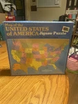 Map Of United States America Golden 1985 300 Piece Extra Large Jigsaw Puzzle. Fixed Price $19.99.