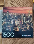 Chicago Skyline At Night - Vintage Springbok By Hallmark 1500 Piece Puzzle. Fixed Price $14.99.