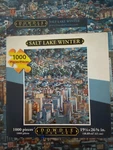 Dowdle Folk Art Puzzle "salt Lake Winter" 1000 Pieces Used Complete. Fixed Price $12.00.