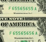 Binary Lot Fancy Serial Number Dollar Bill 2021 Block F65565655A F65565656A. Fixed Price $129.95.