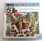 Lang 500 Piece Jigsaw Puzzle Linen Embozzed Highland Cow 24"X18" New Sealed. Fixed Price $16.99.