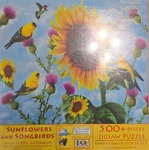 Sunflowers And Songbirds By Jerry Gadamus - Sunsout 500 Larger Piece Puzzle New. Fixed Price $14.95.