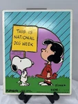 Vtg Playskool Peanuts Snoopy & Lucy "national Dog Week" Wooden Puzzle 230-13. Fixed Price $5.39.