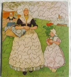 Vintage Comp. Antique Wood Jigsaw Puzzle Handcut Dutch Woman & Girl By Cassiers. Fixed Price $68.95.