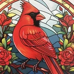 Cardinal Red Bird Circular 1000 Puzzle 29 Inch Round We Built ,all Pieces Box. Fixed Price $19.99.