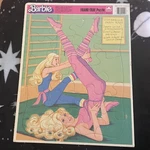 Vtg Large Golden Cardboard Frame Puzzle-barbie At Gym. Fixed Price $9.00.