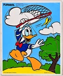 Playskool Butterfly Catching! 190-28 Donald Duck Piece Wood Frame Tray Puzzle. Fixed Price $5.99.