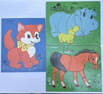 Lot Of 3 Vntg Playskool Wooden Puzzles Reddy Fox, Hippo & Horse (missing 1 Pc.). Fixed Price $19.50.