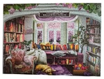 Sunsout Jigsaw Puzzle Reading Nook Large Size 500 Pieces Library Books Dog Knit. Fixed Price $16.99.