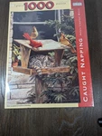New Vtg Spilsbury 1000 Piece Jigsaw Puzzle Caught Napping Cat Kitten Cardinals. Fixed Price $17.99.