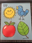 1982 Vintage Playskool Wooden Puzzle 4 Pieces Colors See 180-03. Fixed Price $8.99.