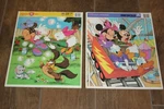 Vtg 2 Golden Frame Tray Puzzles! Minnie Me, Disney's Friends Mickey Vg. Fixed Price $26.00.