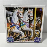 Mega Puzzles 100 Pieces Carrousel White Horses Ages 5 Plus Pre Owned. Fixed Price $7.97.
