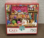 New Buffalo Puzzle Cats Comfy Spot 750 Piece 24X18 Hard To Find Made Usa. Fixed Price $29.99.