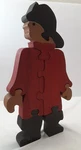 Vtg 16" Wood Standing Puzzle Fireman Thick Handmade Folk Art Childs Toy 8 Piece. Fixed Price $17.00.