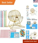 Professional Gold Bingo Game Kit - 11" Cage & Colorful Chips For Family Fun. Fixed Price $187.99.