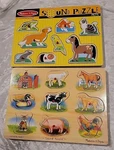 Melissa & Doug Wooden Sound Puzzles Farm Animals (#268) And Pets. Fixed Price $20.86.